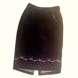 Vtg Silk Velvet Floral Embroidered Forest Fairy Skirt Size 4 Coquette Whimsigoth